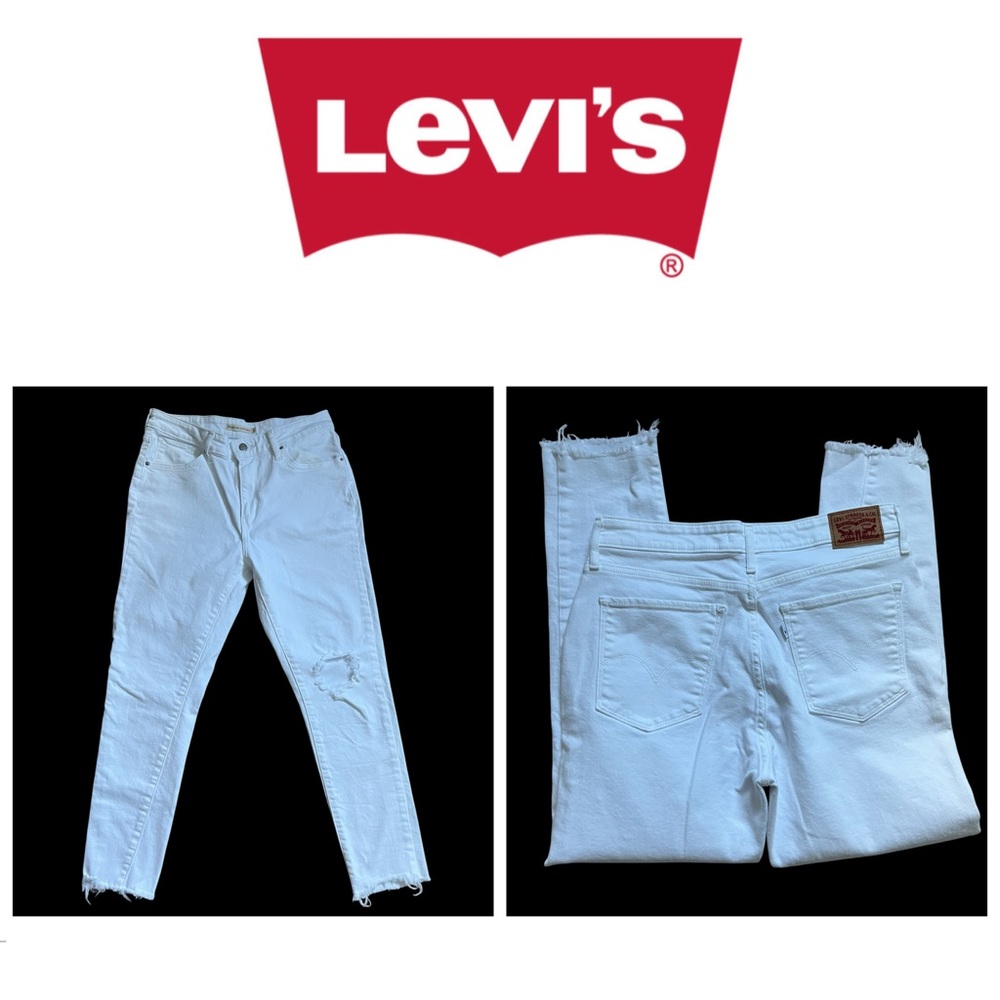 LEVI’S 721 High Rise Skinny Ankle White Distressed Jeans Size 31 LIKE NEW